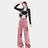 Women's Red Star Printed High-waisted Wide Leg Jeans